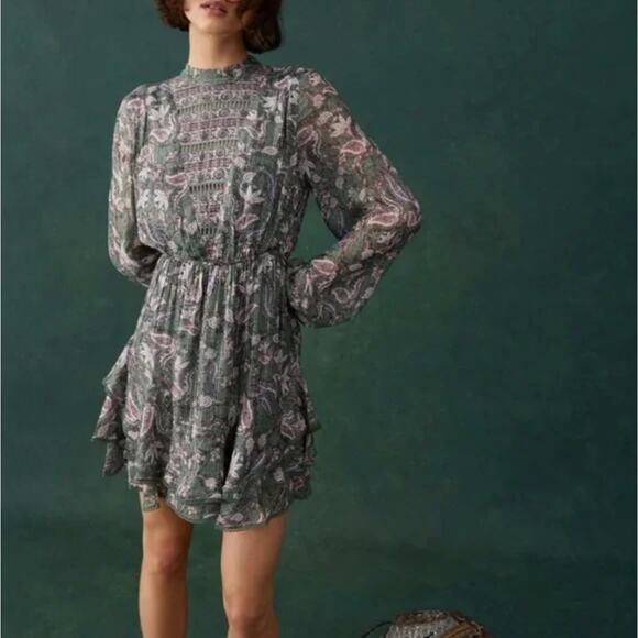 Hemant & Nandita Paisley Print Lisa Short Dress Small NWOT - Picture 1 of 16